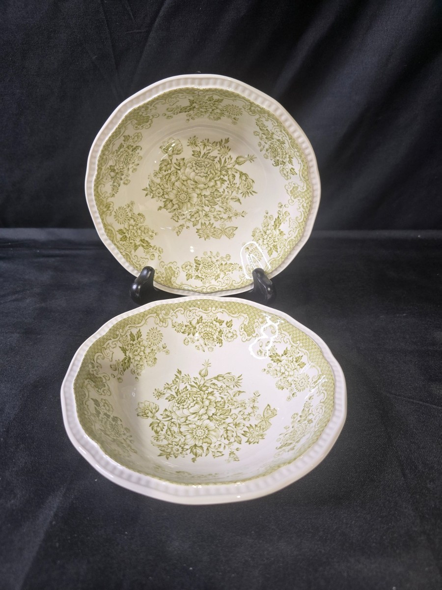 Kensington Staffordshire Balmoral Green Cereal Bowls Set of Kensington Staffordshire Balmoral Green Cereal Bowls Set of