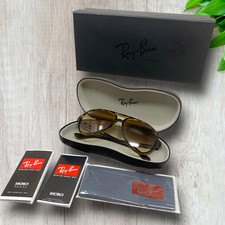 Ray-Ban RB4125 Cats 5000 Aviator Tortoise Sunglasses 710/51 59mm Italy Case Box