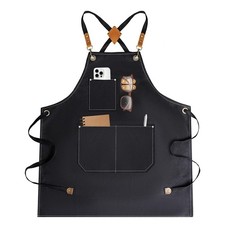 Aprons For Women Men With Large Pockets, Waterproof Cotton Chef Aprons For Co...