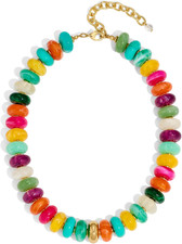 Chunky Colorful Beaded Choker Necklace for Women - Summer Beach round Resin Bead