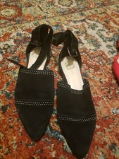 Nine West Women's Etta Leather Slip On Comfort Dress Heels Black Size:7 78iL