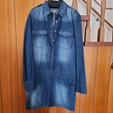 USED GUCCI DENIM SHIRT DRESS IN INDIGO BLUE, SIZE 36 GOOD