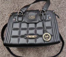 Versace 1969 Italia Sportivo Bag Satchel Purse Patent Leather Womens Black B27