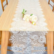 Elegant 2-Pack 14x120-Inch Lace Table Runner, White Floral Design for Rustic ...