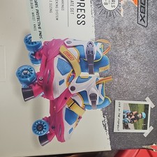 DBX Express Girls Adjustable Roller Skates Large 5-8 Blue Pink Yellow