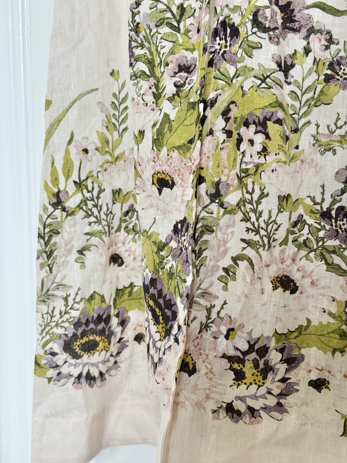 NWOT $1,150 Zimmermann Halliday Plunge Cream Floral Ivory Linen Midi Dress AU3 L