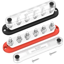 Power Distribution Block 300A 12V Bus Bar 5/16" 6 Post Terminal Block with C