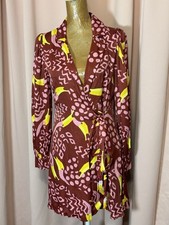 NWOT Farm Rio Sz XS Toucanissimo Long Sleeve Novelty Print Wrap Dress Burgundy