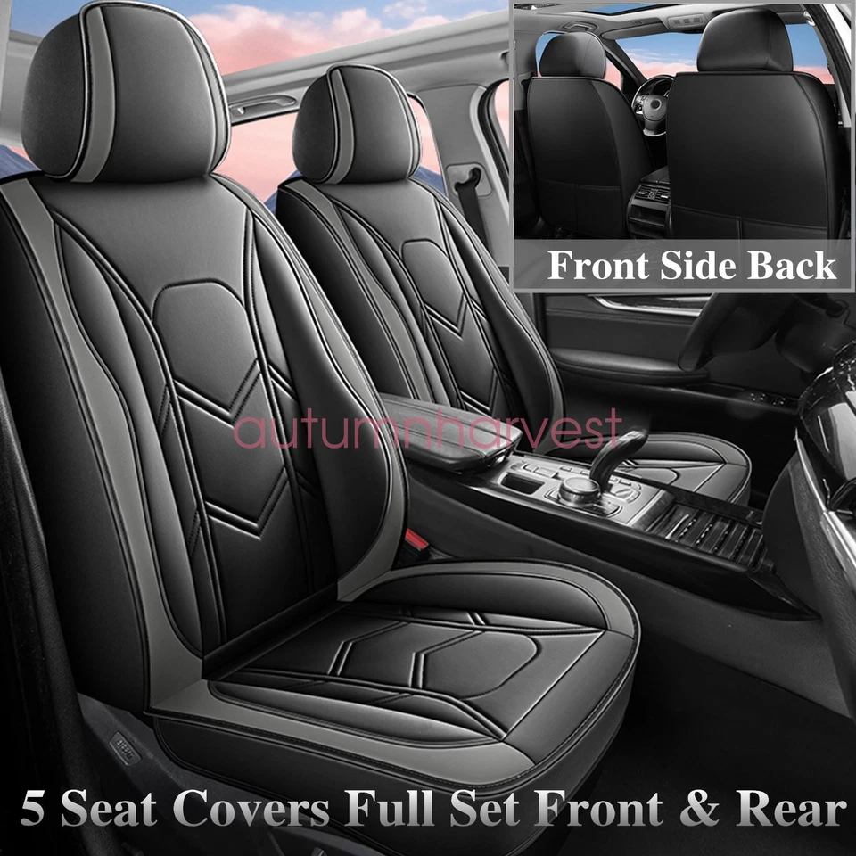 For Nissan Rogue Altima Versa Sentra Leather Car Seat Cover Front Rear Protector - Image 2 of 4