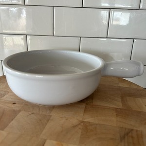 Emile Henry France Fondue Pot White Handled Casserole 2917