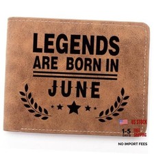 Funny Birthday Gifts,Leather Wallet for Men,Engraved Personalized Leather JUNE