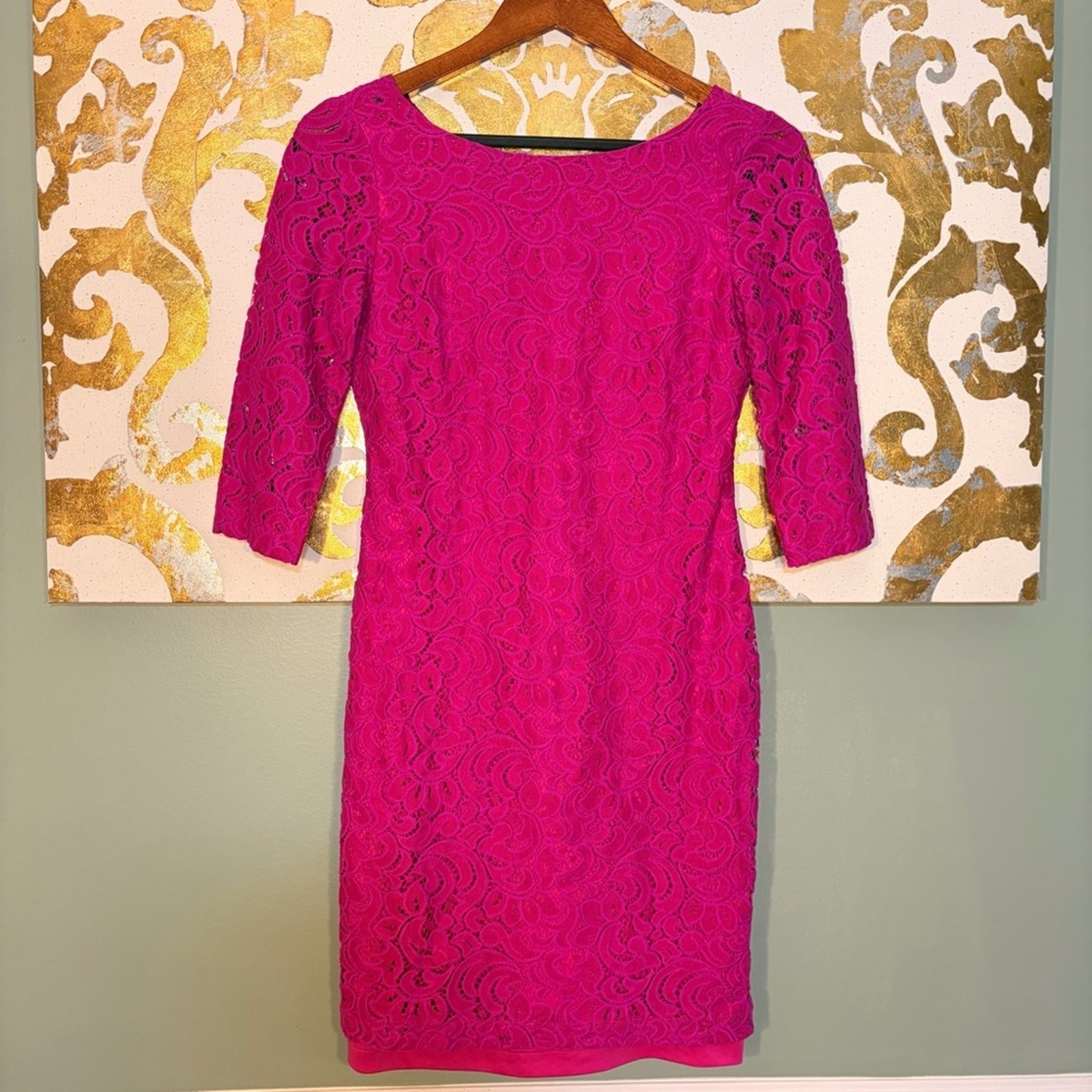 Ivanka Trump Size 2 Elegant Pink Lace Sheath Dress for Women image 4