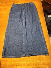 Eddie Bauer Jean Skirt Size 12 Long Denim Straight Modest Casual Western