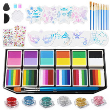 42 Colors Professional Face Painting Kit with Brushes, Stencils & Glitter