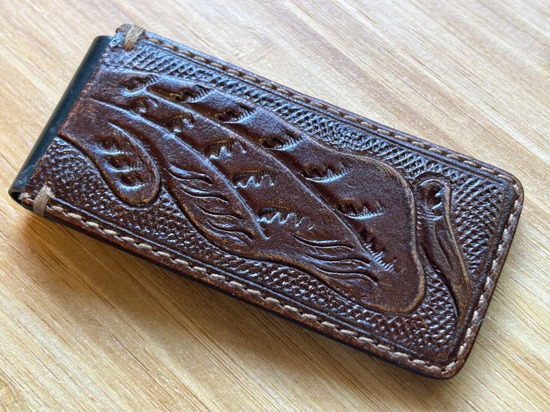 RRL Double R L Carved Leather Money Clip Ralph Lauren | eBay