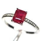 Natural Red Ruby White Zircon Ring Size 8 Handmade 925 Sterling Silver