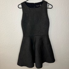 Alice + Olivia Viscose Charcoal Fit & Flare Sleeveless Dress