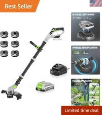 Adjustable Cordless String Trimmer - 20V Trimmer with Fast Charger & Lines