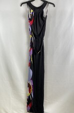 BCBGMAXAZRIA Women's Black Geometric Abstract Print Halter Maxi Dress NWT Sz XS