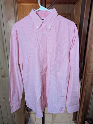 Hackett London Men's Red Stripe Button-Up Shirt Size L 100's 2-Ply Cotton