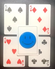Swap Playing Card  SMILEY FACE  Lot of 4 FIVES  Spades Diamonds  Clubs Hearts