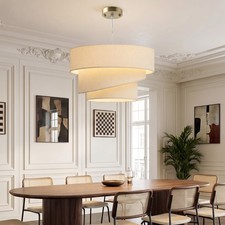 Produktbild - HOMCOM Pendelleuchte mit 3 Leinenschirmen, moderne Deckenlampe, Beige