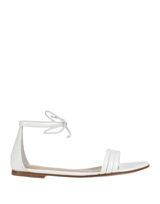 Gianvito Rossi White Patent Leather Ankle Tie Flat Sandals Size 36