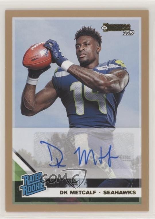 2019 Panini Donruss Rated Press Proof Bronze DK Metcalf #313 Rookie Auto RC nd3