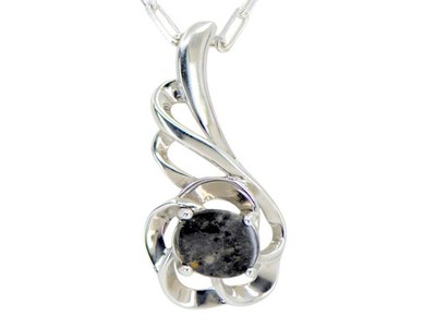 Moon Flower Necklace I Lunar Meteorite Jewelry I Silver Pendant - TOP METEORITE