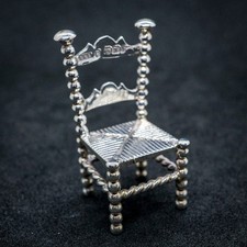 Stunning Antique Solid Silver Miniature Chair