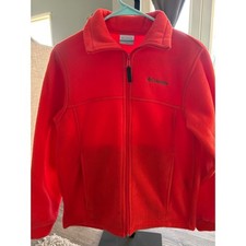 Columbia Fleece Jacket Red Full Zip Youth Girls 14 16 Outdoor Adventure