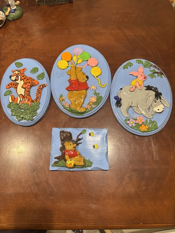 Vintage Handmade Winnie Pooh Decorative Wall Plaques 3D Art Unique Rare