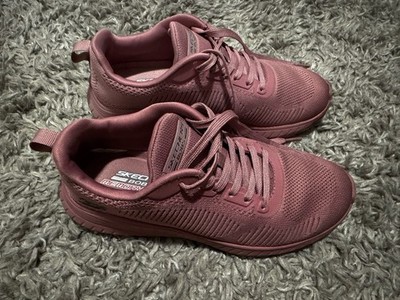 SKECHERS BOBS Memory Foam Pink Knit Lace Up Sneakers SN 117209 Women