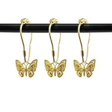 Set of 12 Butterfly Shower Curtain Hooks, House Bathroom Decor Accessorie, St...