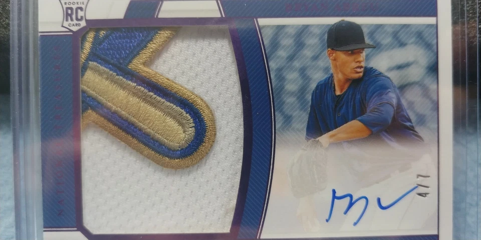 2020 NATIONAL TREASURES FOTL BRYAN ABREU PURPLE ROOKIE PATCH AUTO #'D 4/7 ASTROS - Image 2 of 3