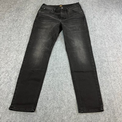 Lee Mens Jeans Slim Tapered 31 32 Dark Wash Black Stretch Austin