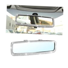 Bling Car Rearview Mirror, Decorations Rear View Mirror with Crystal Silver