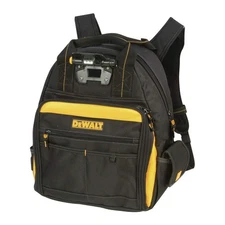 DEWALT DGL523 Lighted Tool Backpack Bag, 57-Pockets, Black,yellow