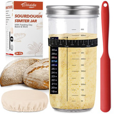 Sourdough Starter Jar Kit, 650ml Wide Mouth Sour Dough Glass Jar  thermometer s
