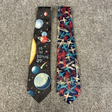 Lot of 2 Appointed Apparel From Living Episties 4" Wide Patterned Neck Ties EUC