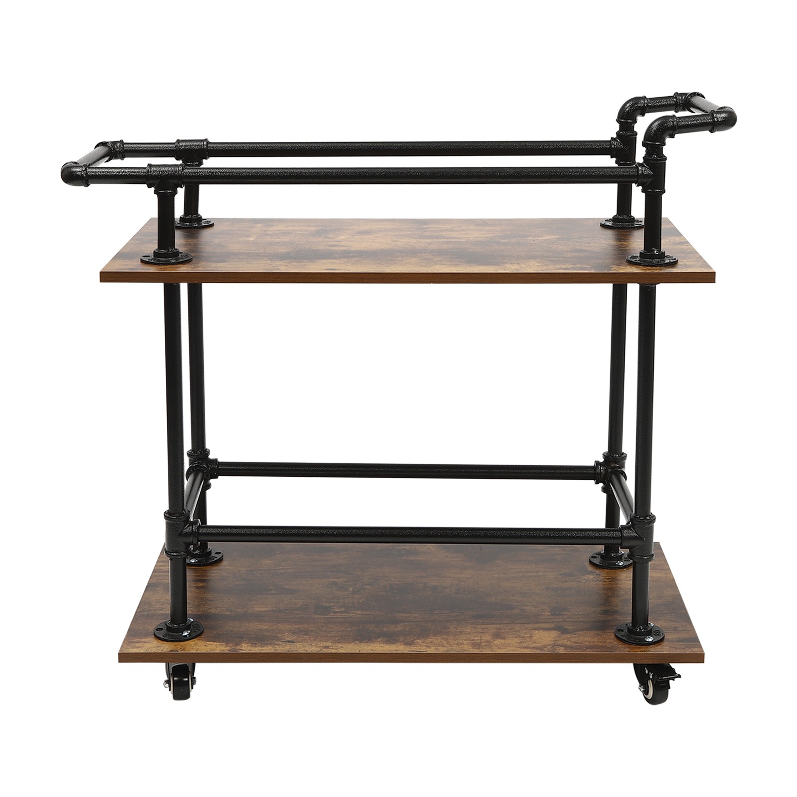 Particleboard Utility Service Cart 2 Shelf 200LBS 360° Swivel Wheels