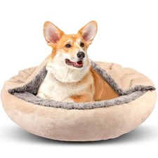 Dog Beds for Small Medium Dogs with Hooded Blanket, Cozy Cuddler Luxury Puppy...