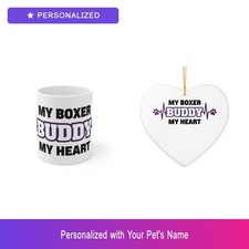 Custom Boxer Paw Print Gift Set Mug Ornament Personalized Pet Name Bundle