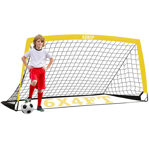 Kids Soccer Goal for Backyard, 6×4FT Easy Foldable Soccer Practice Net with P...