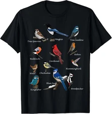 Garden Birds Cardinal Blue Jay Hummingbird Robin Wren Finch Gift Unisex T-Shirt
