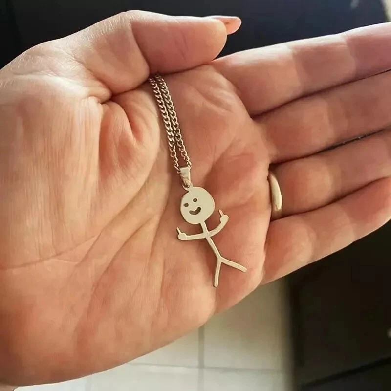 Collana Punk Dito medio Titanio Titanium argento silver  - Immagine 2 di 2