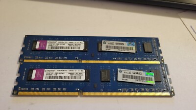Lot of 2) Kingston 2GB 2Rx8 PC3-10600U 1333MHz DDR3 RAM HP497157
