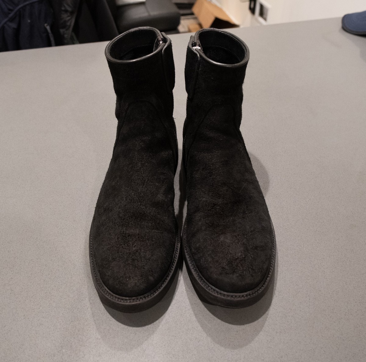 【美品】RICK OWENS ブーツ　ウェッジソール　サイドジップ　本革　黒 RICK OWENS - 【24AW】グリル ウェッジ ビートル ブーツ