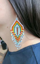 Embera Chami beaded Earrings by women of the Colombian indigenous tribe 4010