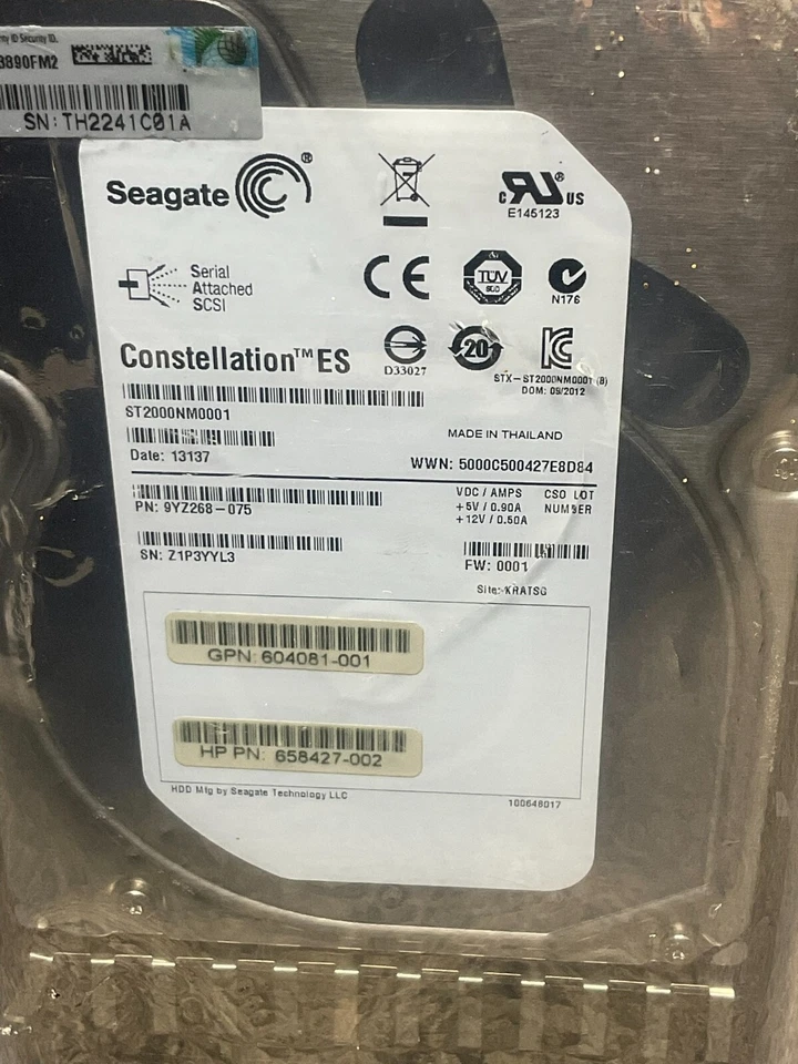 Seagate Constellation ES ST2000NM0001 🛡️ 2TB 7200 RPM 6 Gb/s SAS HDD Tested - Image 3 of 4